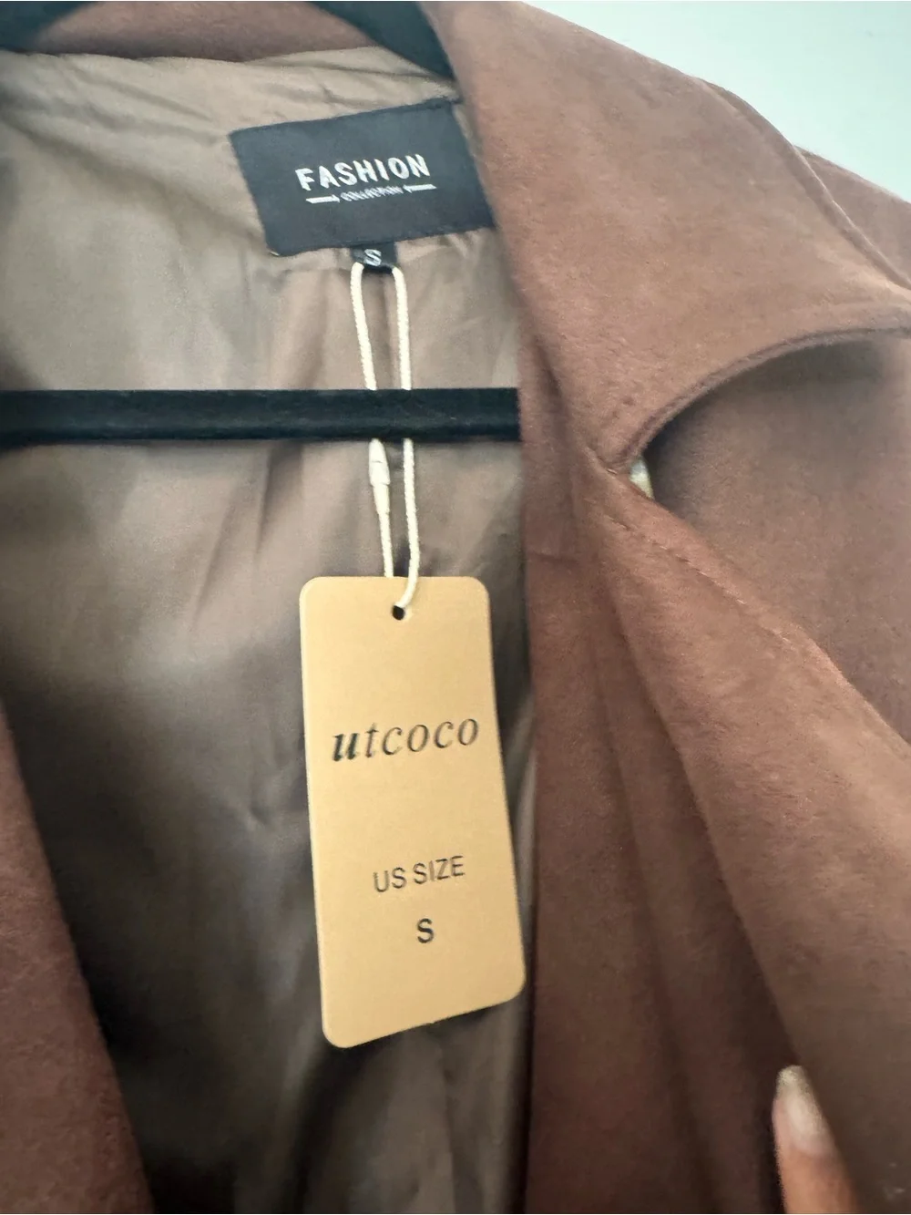 Suede Brown Trench Coat with Belt - Picture 4 of 5